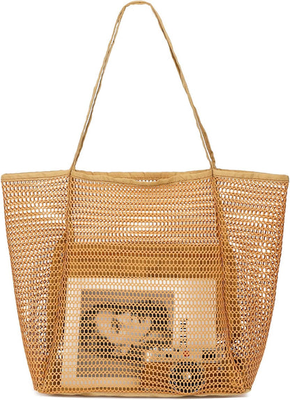 Clear Large Mesh Beach Bag with 8 Compartments