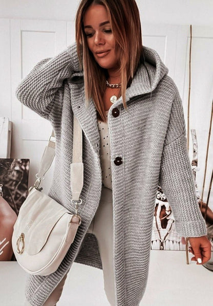 Comfy Women's Hooded Knit Cardigan Sweater