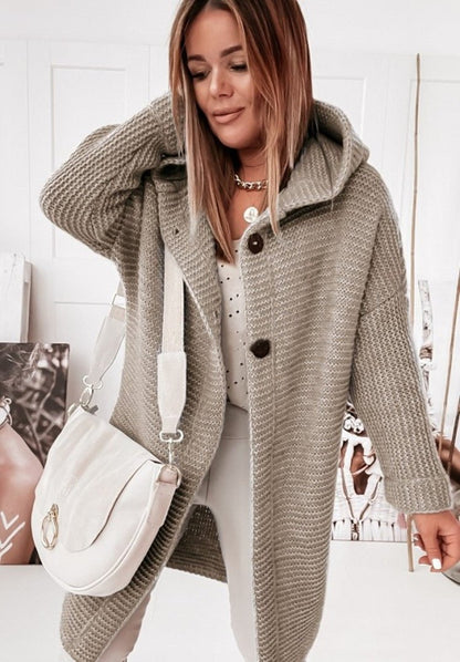 Comfy Women's Hooded Knit Cardigan Sweater