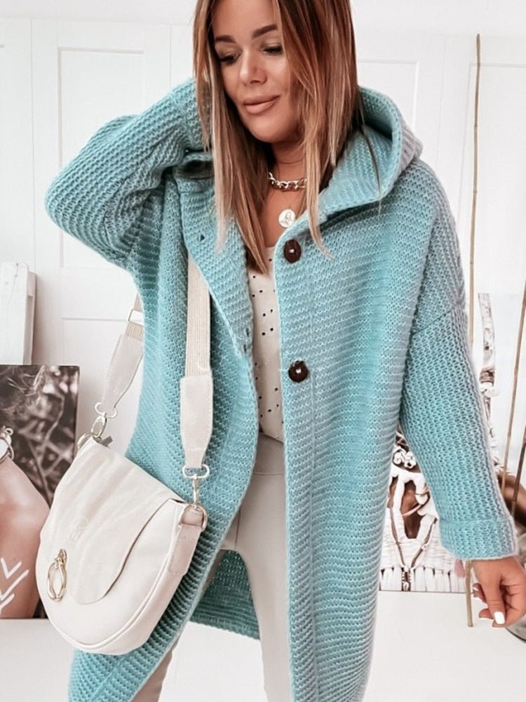 Comfy Women's Hooded Knit Cardigan Sweater