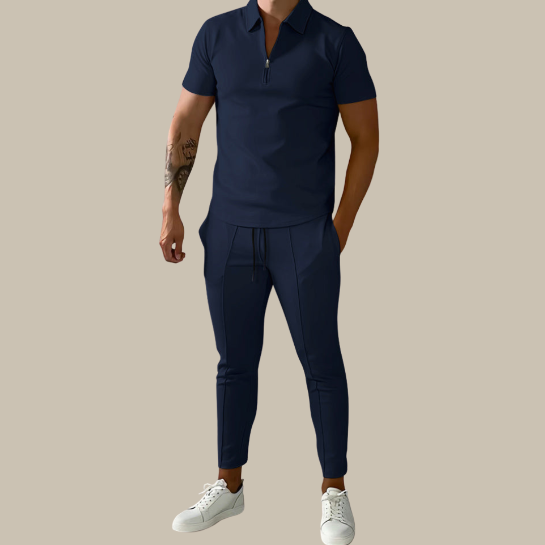 Stylish 2-Piece Mens Suit | Classic Polo and Pants - Pexav