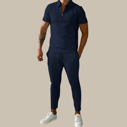 Stylish 2-Piece Mens Suit | Classic Polo and Pants - Pexav