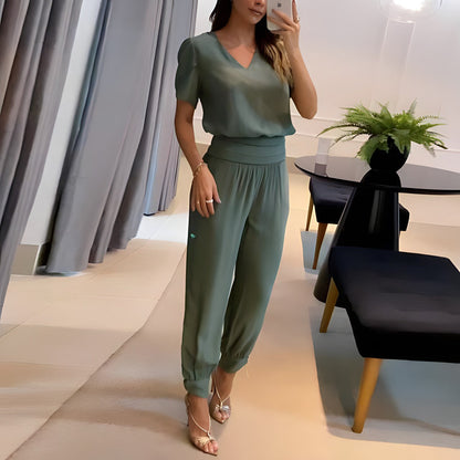 Fashionable blouse set with trousers – Comfort & Style combined – Fabienne-Olive-S-Nora Luxe
