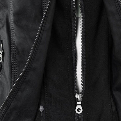 Fashionable Leather Jacket - Zara-Khaki-S-Nora Luxe
