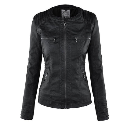 Fashionable Leather Jacket - Zara-Khaki-S-Nora Luxe