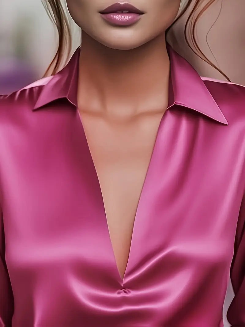 Luxury Deep V Neck Women's Blouse