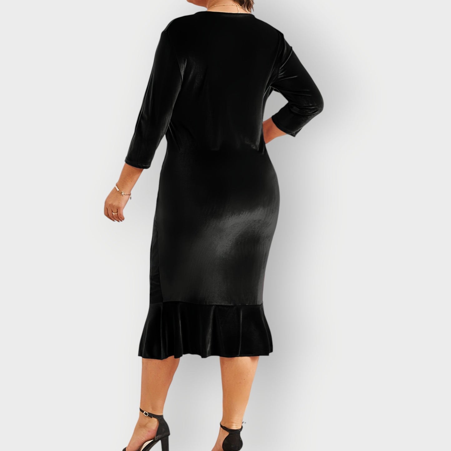 Elegant Velvet Flared Midi Dress
