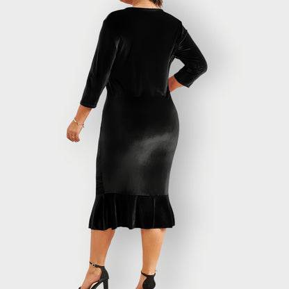 Elegant Velvet Flared Midi Dress
