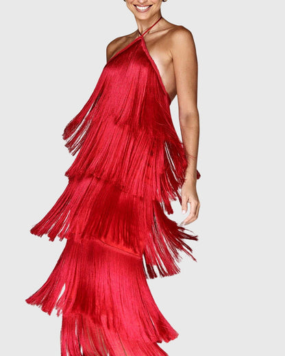 Fringed Fashionable Mini Dress - Olytrend