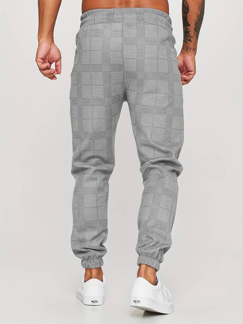 Street Style Checked Slim Fit Pants for Men