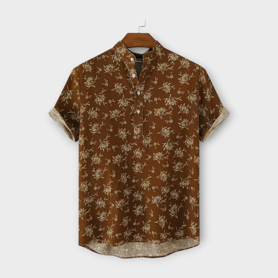 Casual Short Sleeve Floral Button Shirt