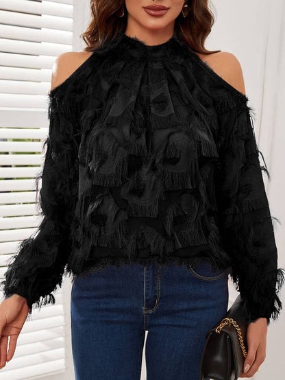 Chic Off Shoulder Women's Blouse with Flowy Sleeves