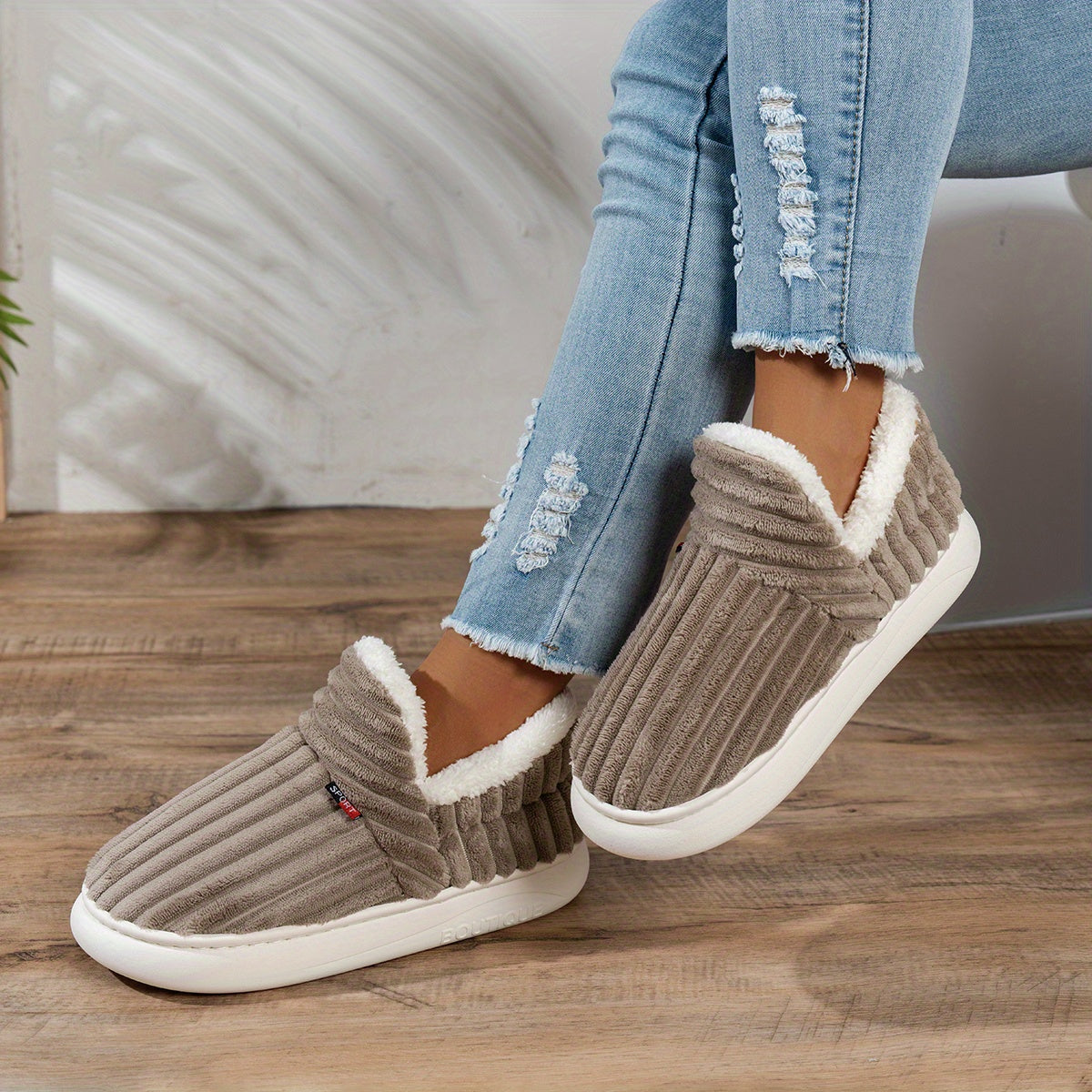 Warm Cozy Women's Slipper Shoes with Grip Soles