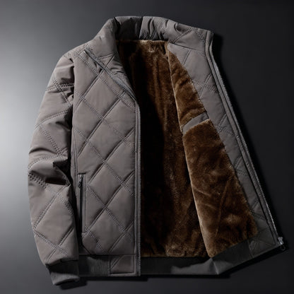 Quilted Bomber Jacket with Stand Collar