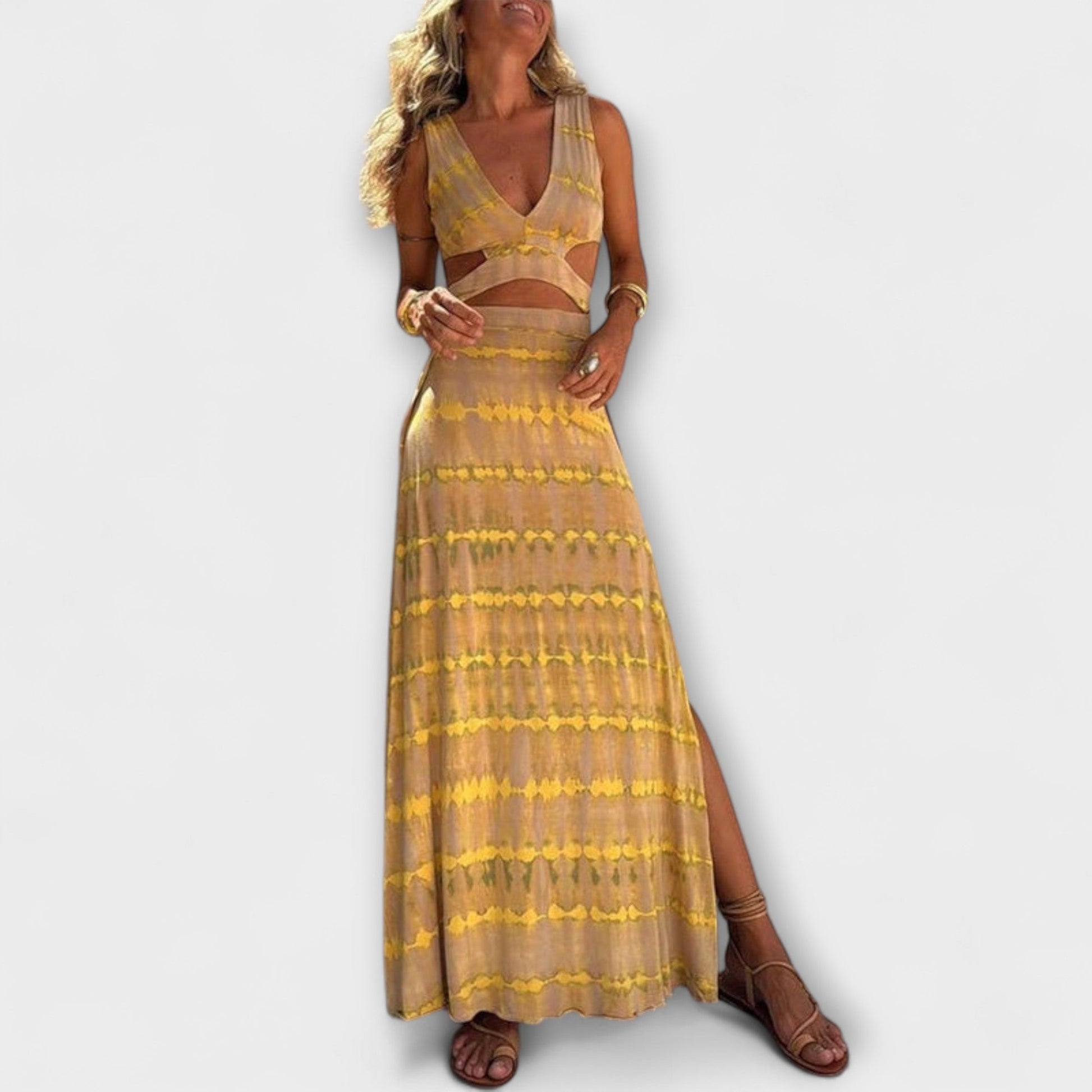 Colorful Cutout Party Maxi Dress for Women - Nocini