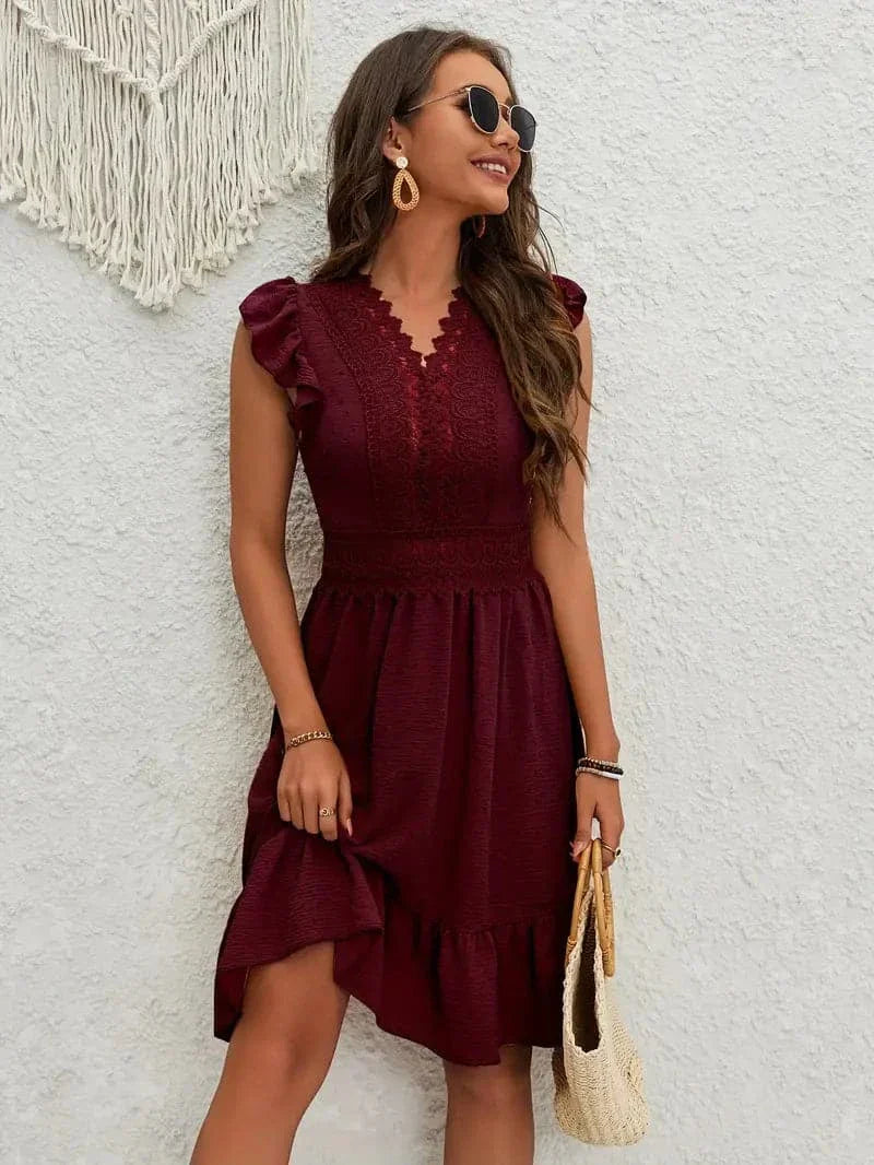 Chic V-Neck A-Line Dress for Women