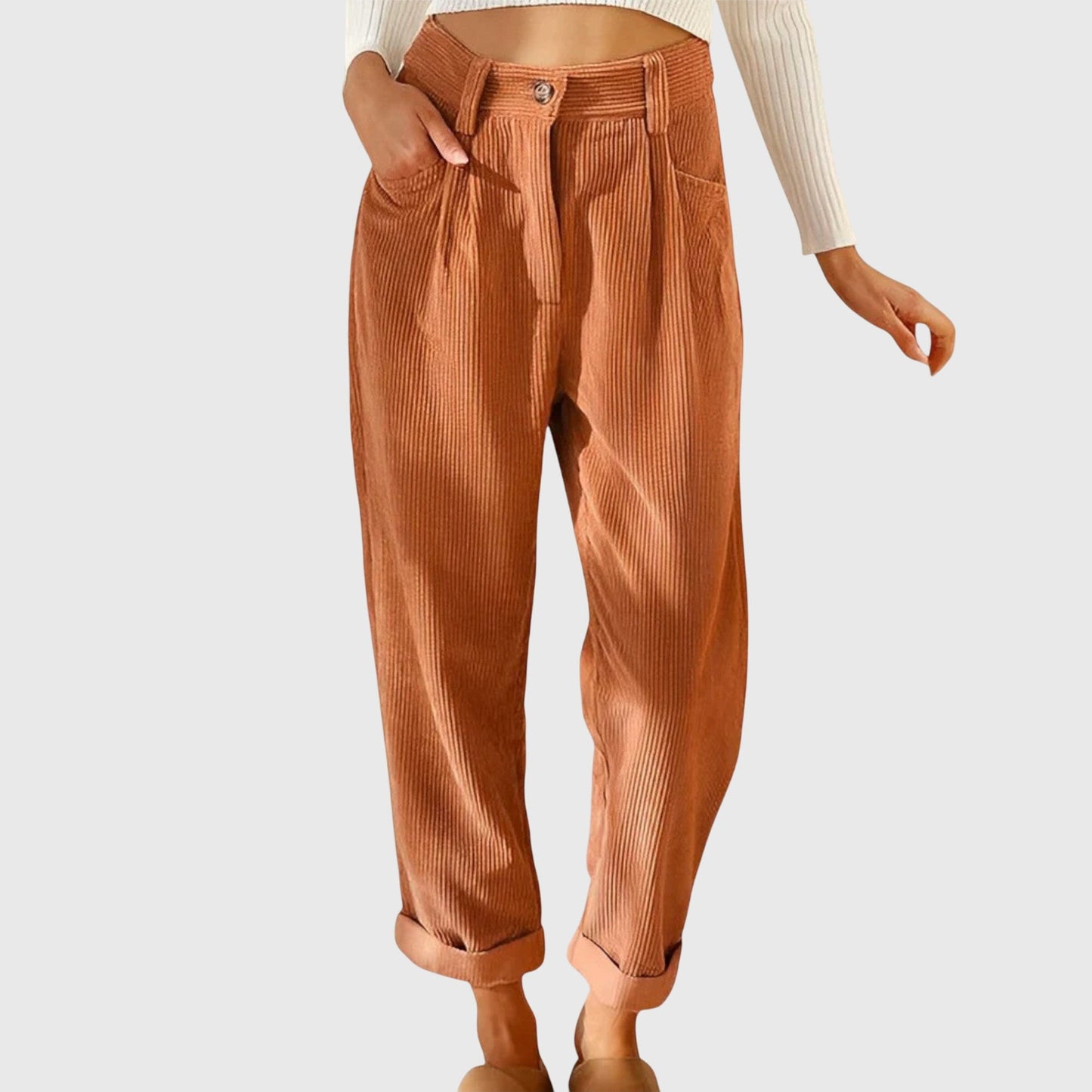 Jana - Slim Fit Corduroy Pants - Olytrend