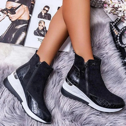 Comfortable Low Heel Leather Ankle Boots