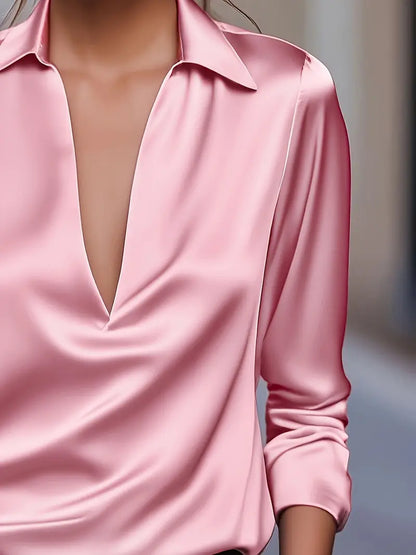 Luxury Deep V Neck Women's Blouse