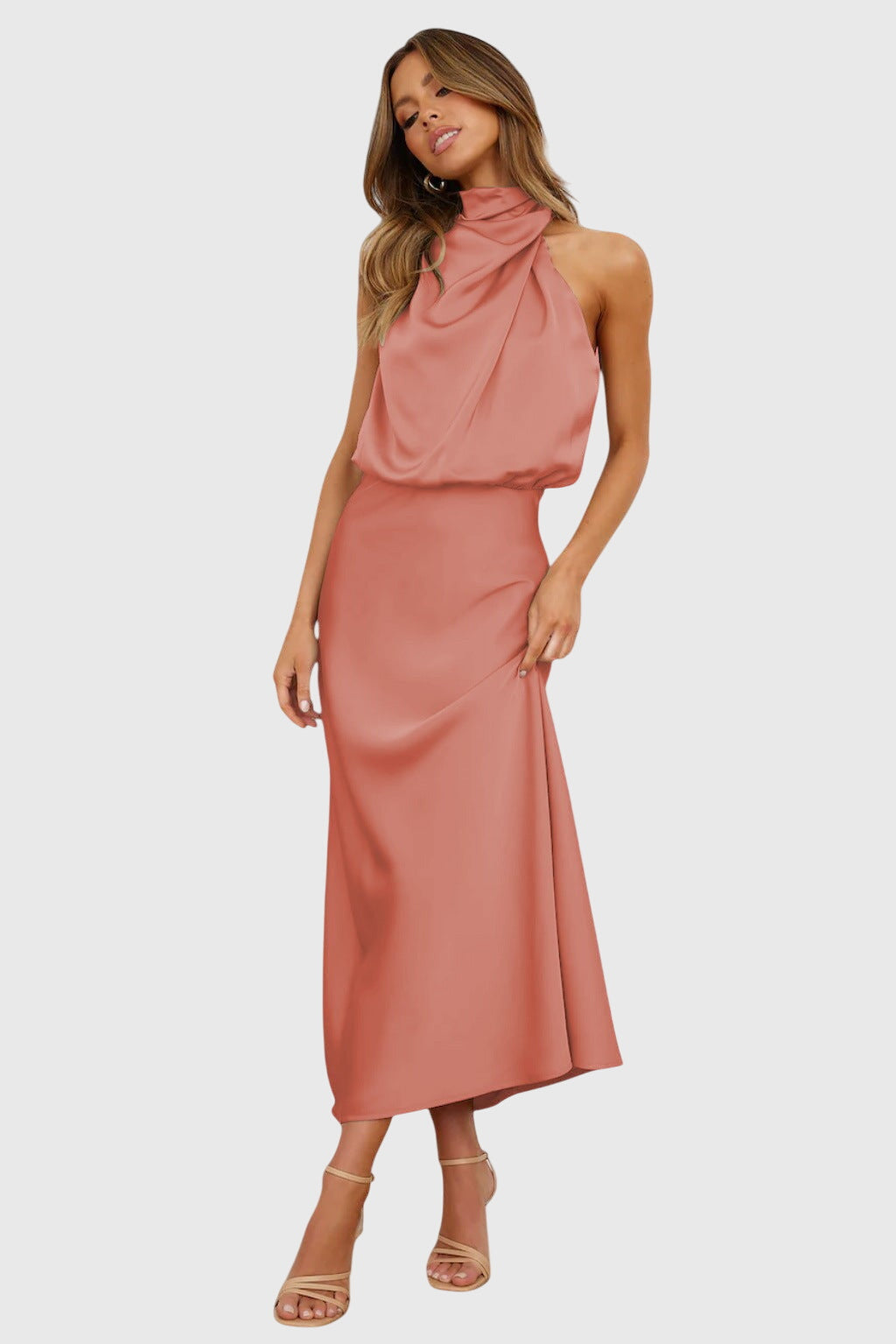 Elegant Satin Neckline Evening Dress