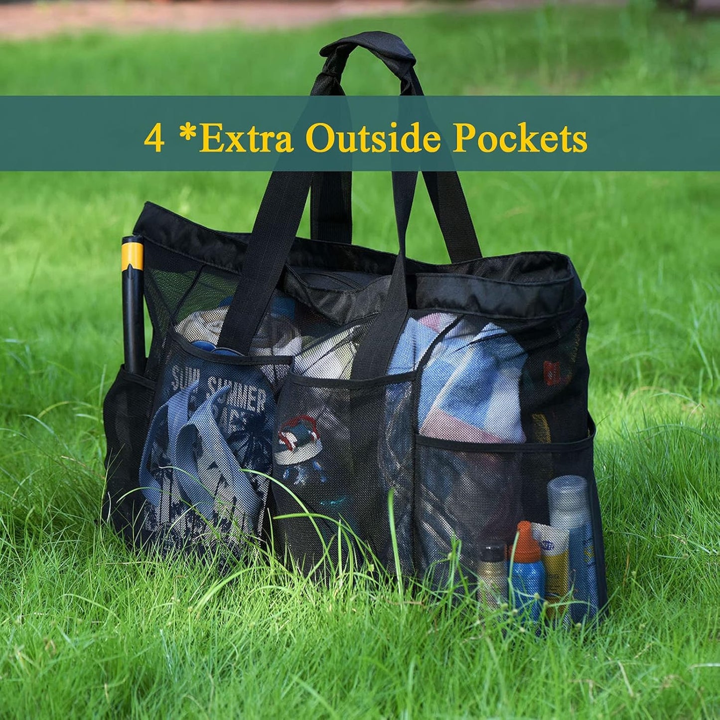 Large Waterproof Beach Bag with Zipper