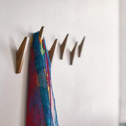 Minimalist Angled Wooden Wall Hook With Geometric Design