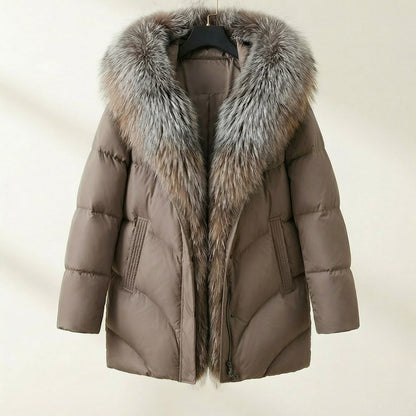 Image of Fiona | Women's Puffer Coat with Fur Collar