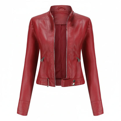 Slim Fit Leather Biker Jacket for Ladies