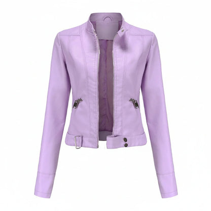 Slim Fit Leather Biker Jacket for Ladies