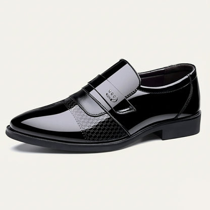 Classic Men's Black Leather Slip On Shoes