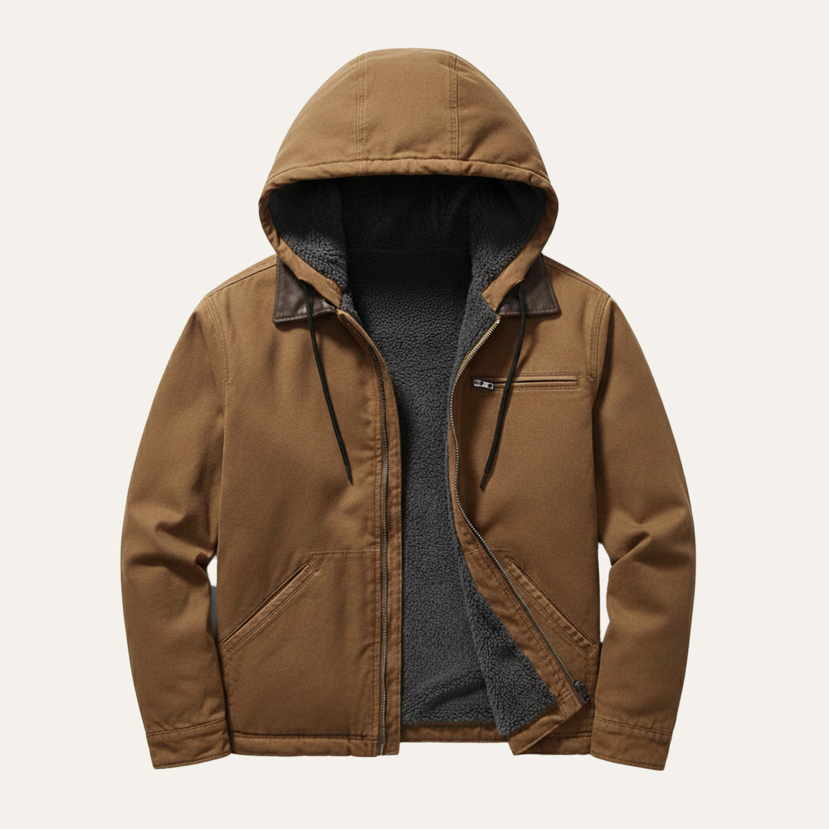 Thermal Men's Fleece Lined Hooded Winter Coat