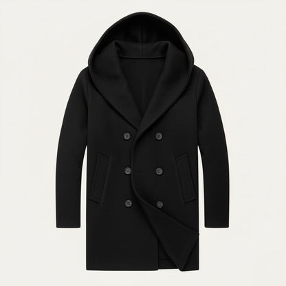Classic Double Breasted Men's Hooded Trench Coat