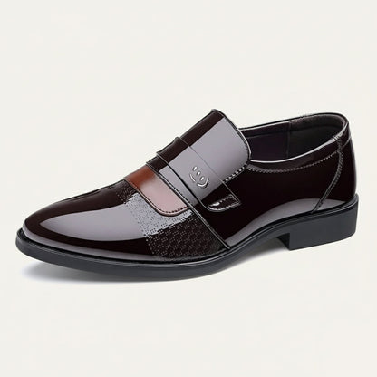 Classic Men's Black Leather Slip On Shoes - Nocini