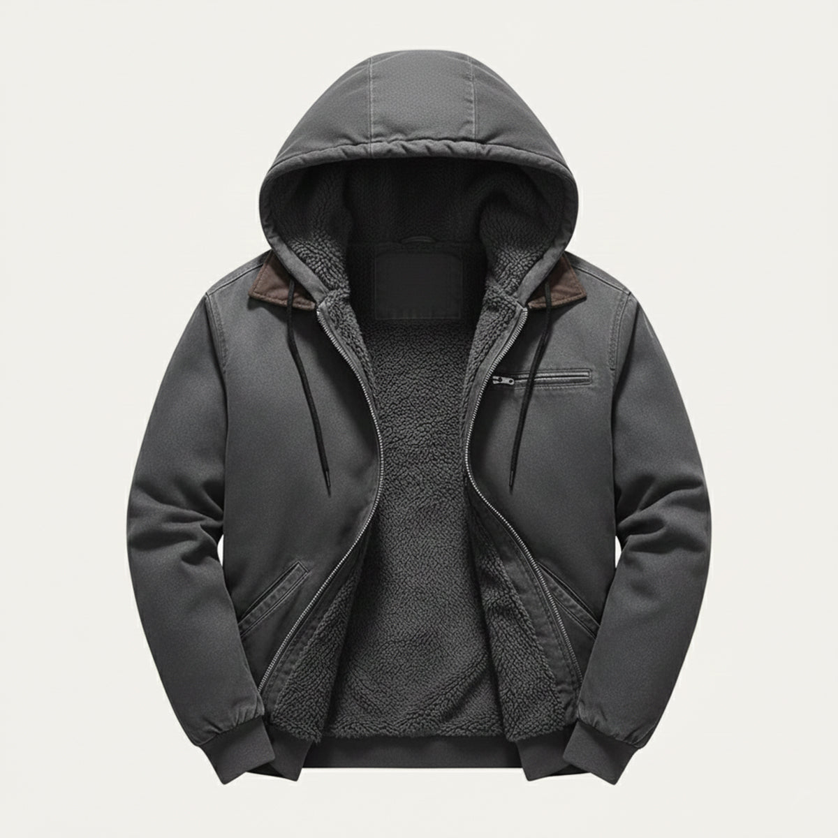 Thermal Men's Fleece Lined Hooded Winter Coat