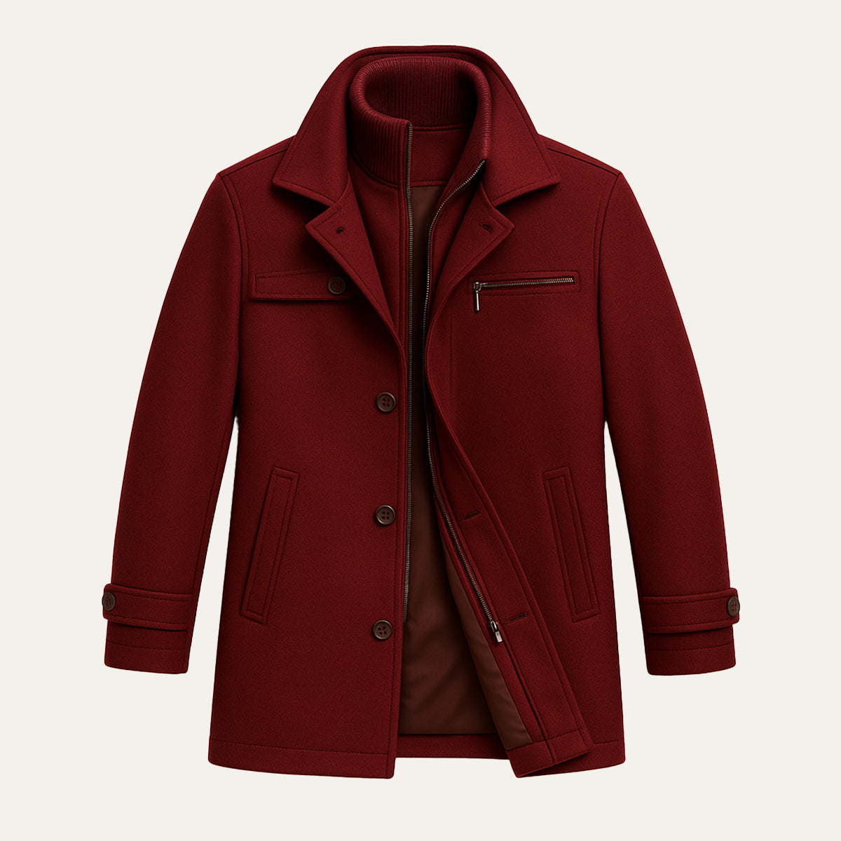 Waterproof Men's Long Coat with Adjustable Sleeves