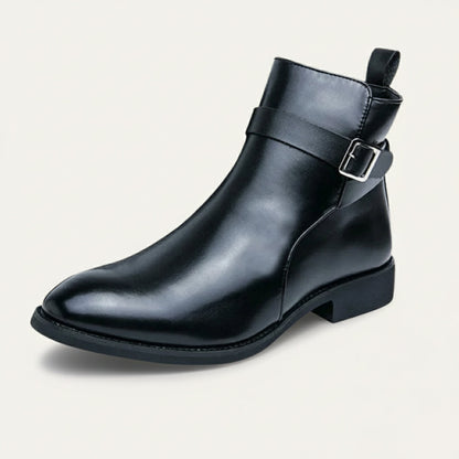 Men's Genuine Leather Side Zip Ankle Boots - Nocini