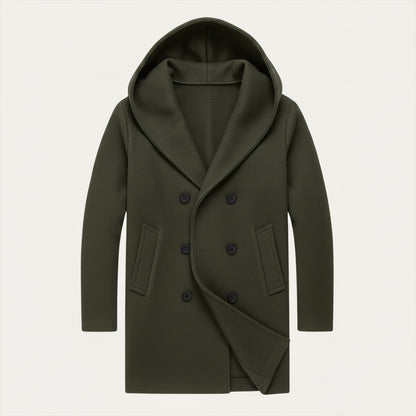 Classic Double Breasted Men's Hooded Trench Coat