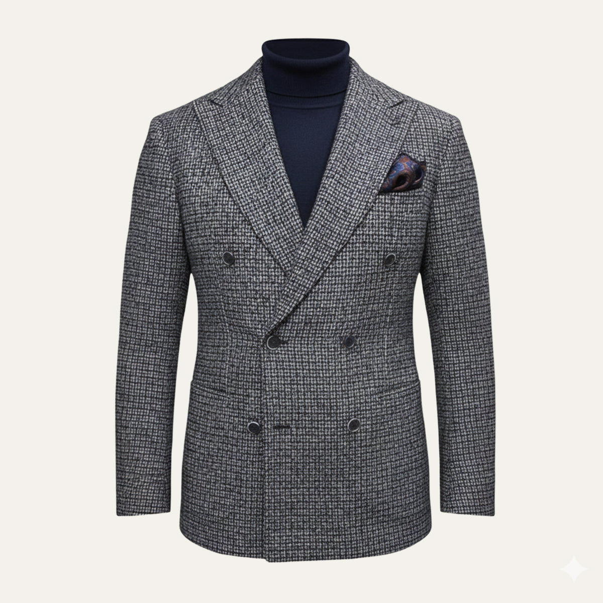 Classic Plaid Double Breasted Men's Blazer Jacket