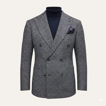 Classic Plaid Double Breasted Men's Blazer Jacket