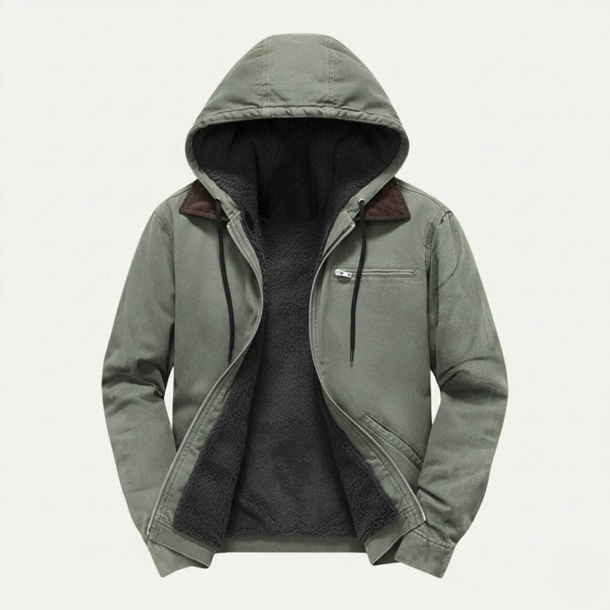 Thermal Men's Fleece Lined Hooded Winter Coat