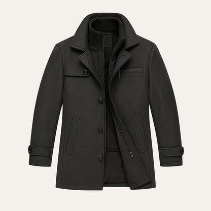 Waterproof Men's Long Coat with Adjustable Sleeves