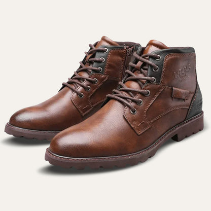 Tough Leather Military Style Ankle Boots - Nocini