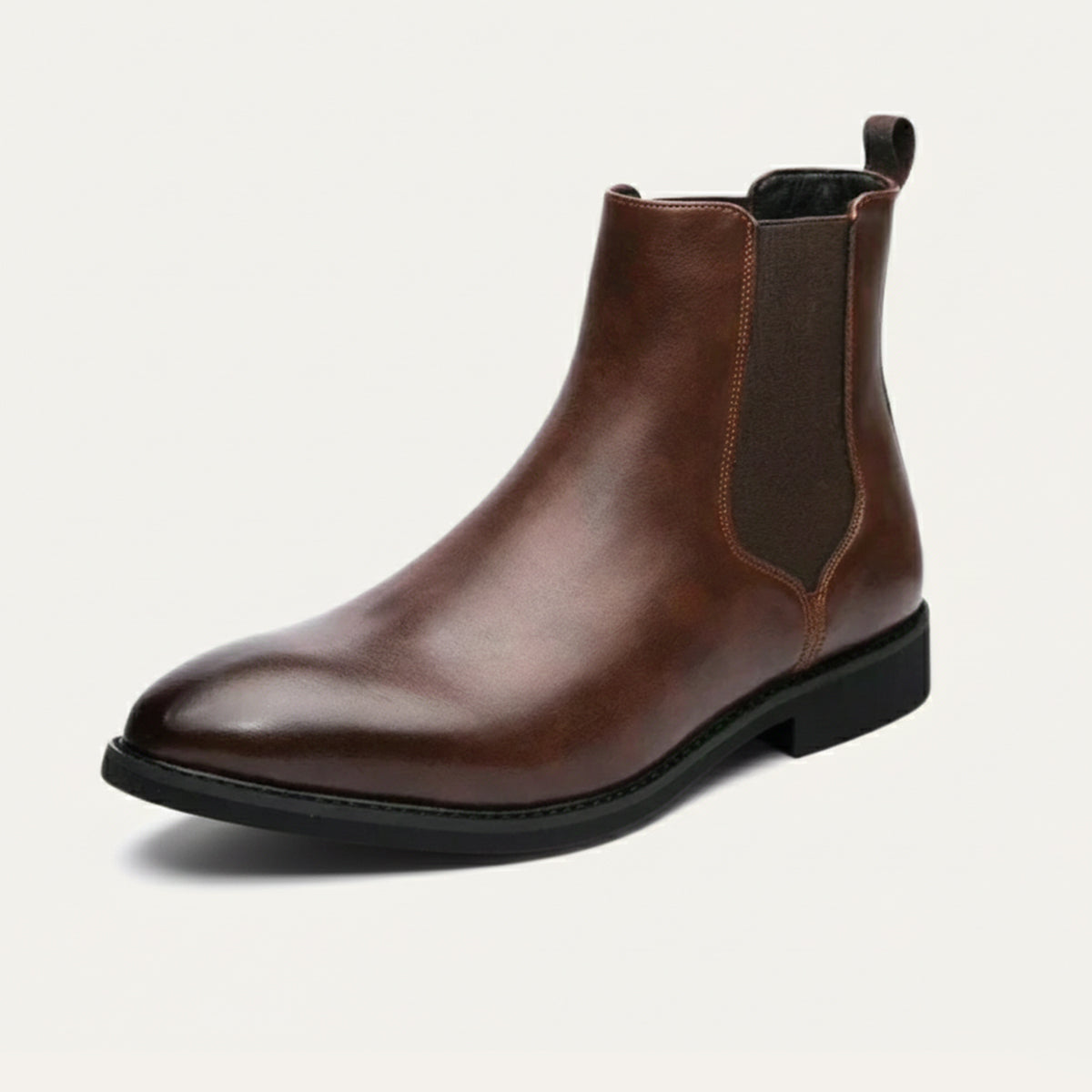 Brown Men's Traditional Ankle Slip On Leather Boots