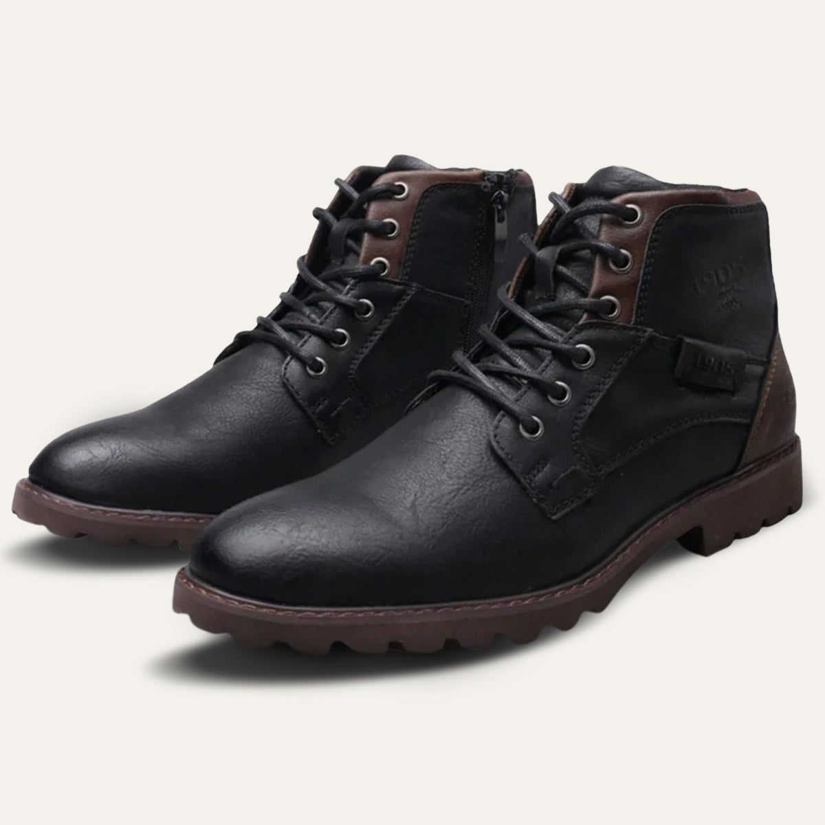 Tough Leather Military Style Ankle Boots