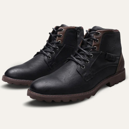 Tough Leather Military Style Ankle Boots