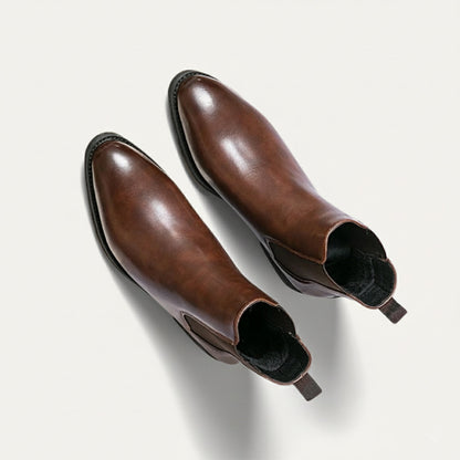 Brown Men's Traditional Ankle Slip On Leather Boots