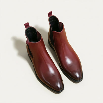 Brown Men's Traditional Ankle Slip On Leather Boots