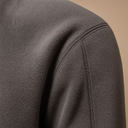 Fleece half-zip pullover for men in dark gray, beige, and brown, featuring a soft fabric and comfortable fit perfect for autumn and winter.
