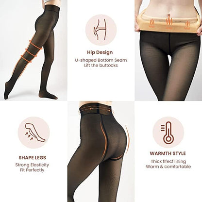 Fleece-lined Tights - Nova-Black-XS-Nora Luxe