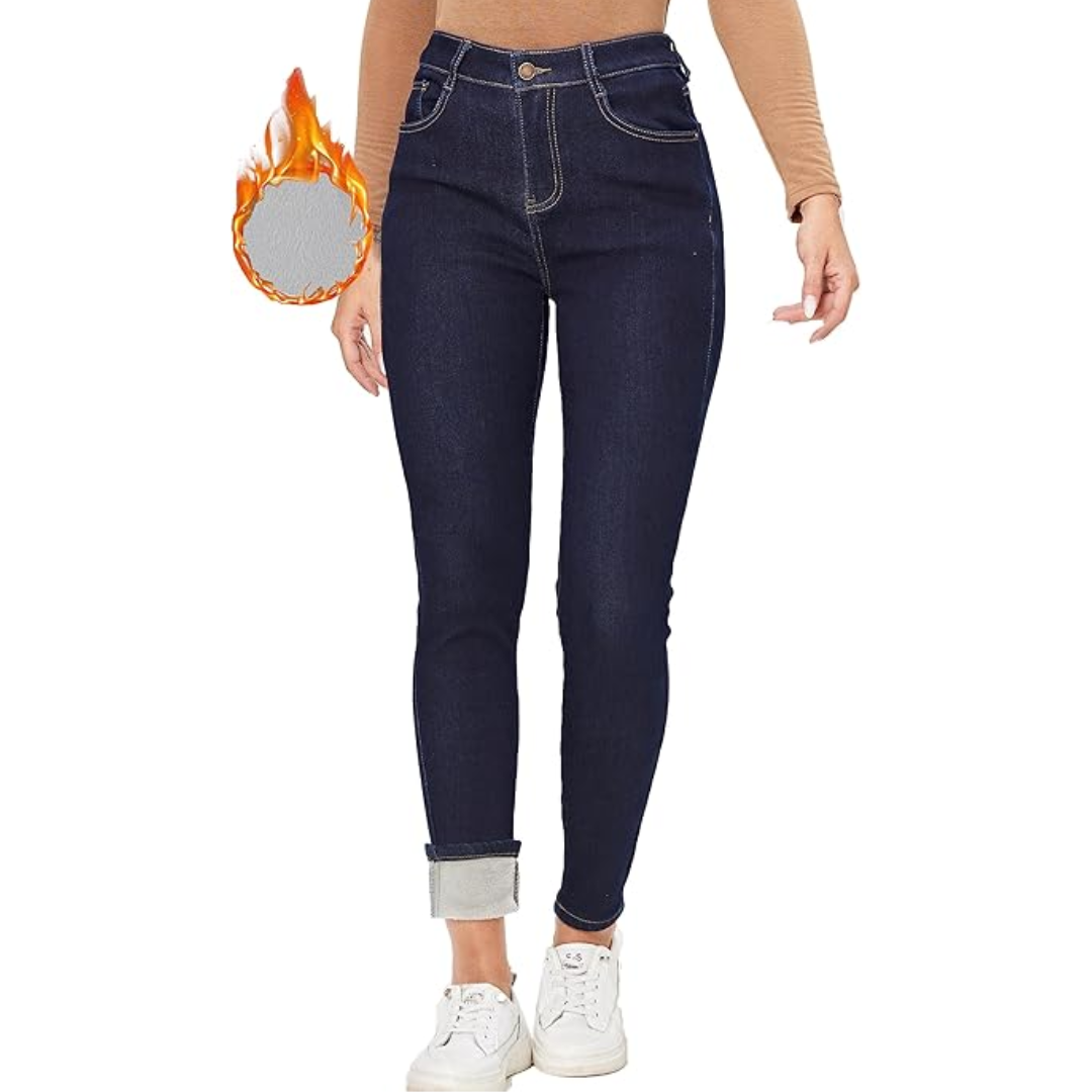 Fleece-Lined Women's Thermal Jeans - Hannah-Black-XS-Nora Luxe